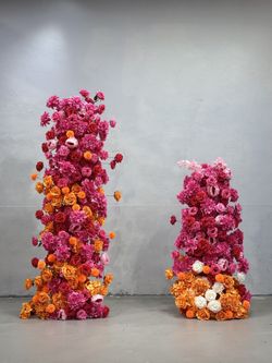 Hot Pink Orange Flower Pillow With Stand