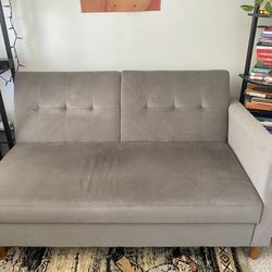 Grey Loveseat Couch Sectional Fold Out 