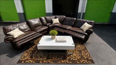 Free delivery-Top grain leather Sectional recliner