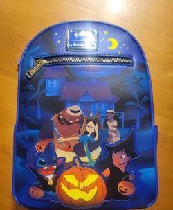 Loungefly Disney Lilo & Stitch Trick or Treating Group Portrait Glow-in-the-Dark Mini Backpack 