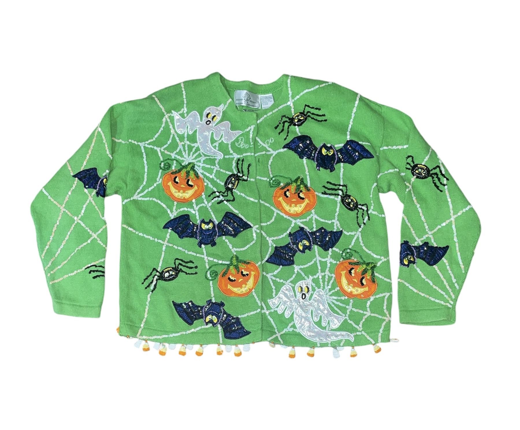 Vintage Design Options Philip & Jane Gordon Halloween Cardigan Sweater Size L