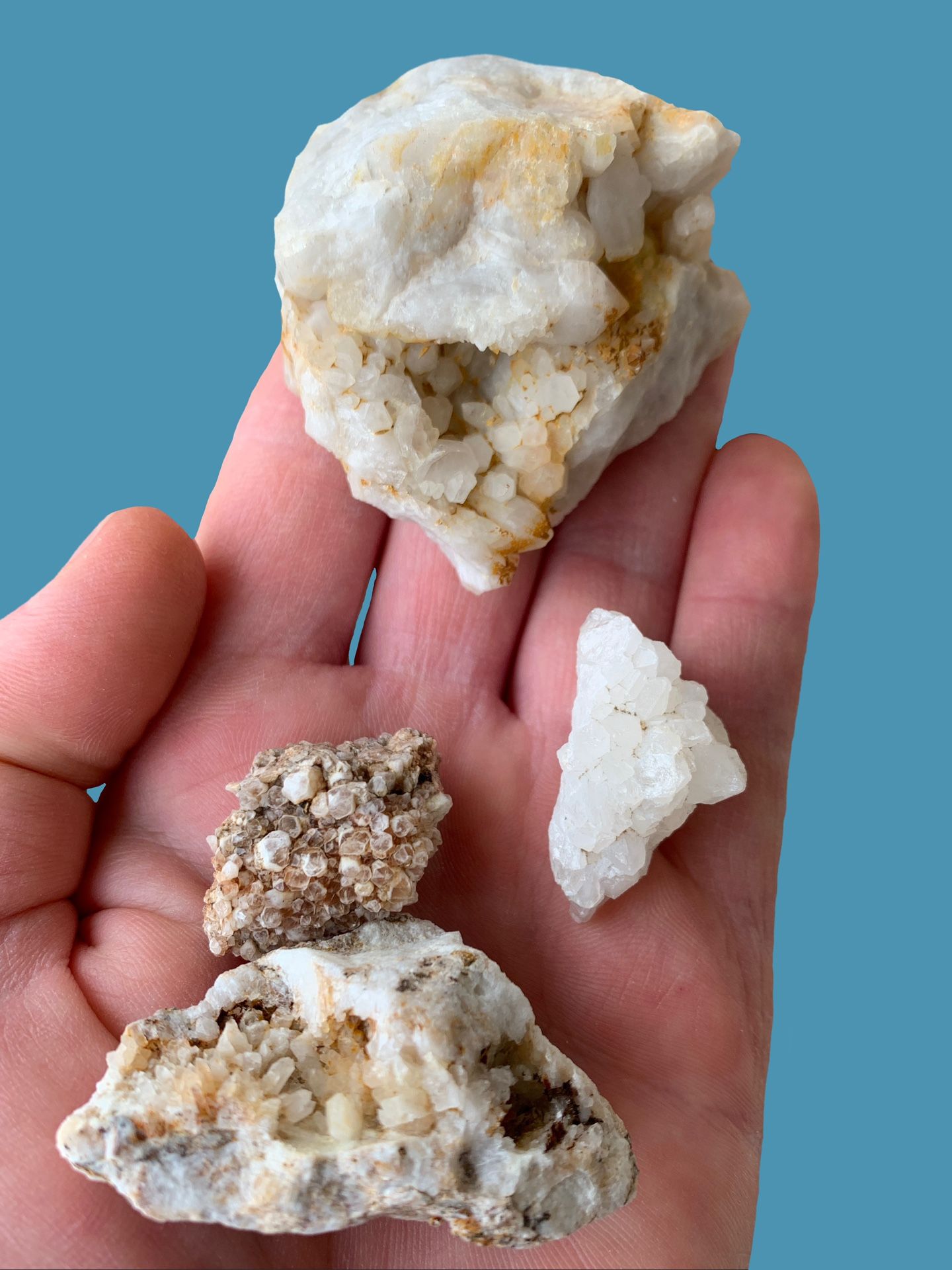 Set Of 4 Quartz Crystal Clusters. Rocks Crystals Gemstones Minerals