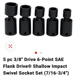 Snap On 5 Pc 3/8 Impact Swivels 