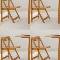 Set Of 4 Modern Solid Wood Folding Chairs