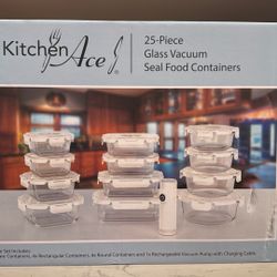 25 Piece Glass Vacuum Seal Food Containers 
