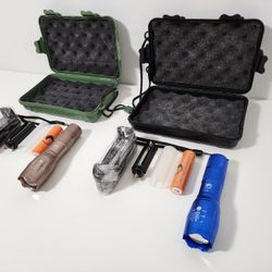 2pcs U`King Portable Zoom Flashlight T6 Tactical Torch + 18650 Rechargeable Battery ( Blue & Brown )
