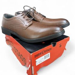 Deer Stags Men’s Metro Memory Foam Dress Oxford Shoes Brown Vega 9.5 W NIB