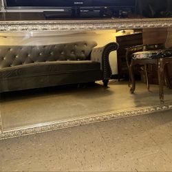 Wooden Carved Silver Mirror 