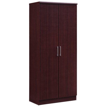 Hodedah 2-Door Armoire with 4-Shelves in Mahogany Mahogany - 16.7" x 32" x 72"