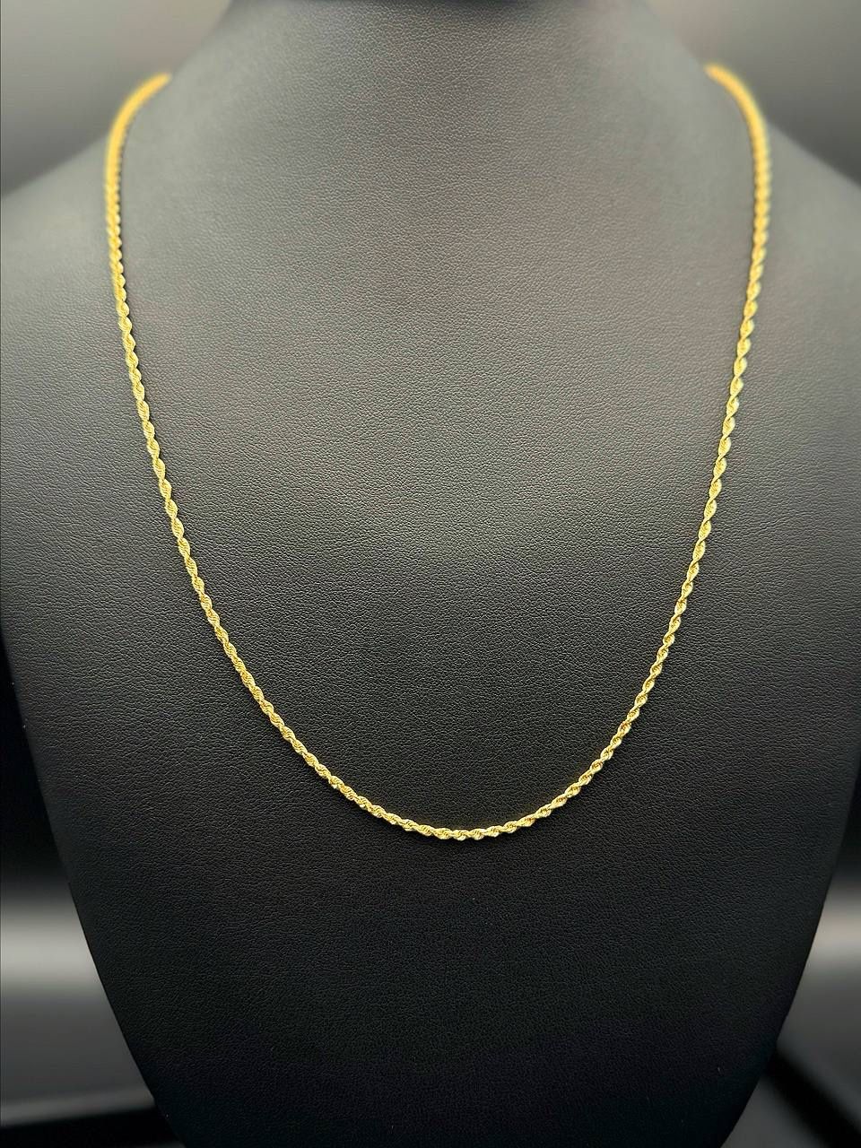 14k solid yellow gold 22.5” Rope chain Necklace 1.7mm