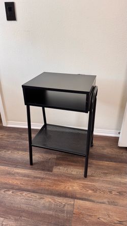 Black Metal Side Table with Shelf