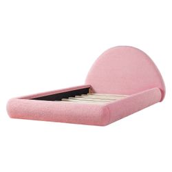 Gorgeous New Soft Pink Boucle Twin Platform Bed Frame