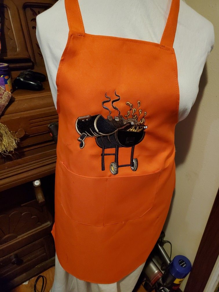 BBQ Me Some Food Orange Apron,embroidered