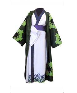 Roronoa Adult Cosplay, Green Roronoa Black Full Outfits Kimono Costume Halloween Unisex SIZE: Lo Retails $59.99