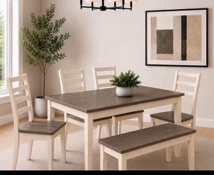 Brand new white and brown dining room table set