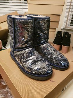 Blue sequin uggs