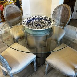 Modern Glass Table with 4 Chairs