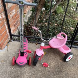 Pink Scooter and Bike In Good Condition. Both 8$ Each 5$