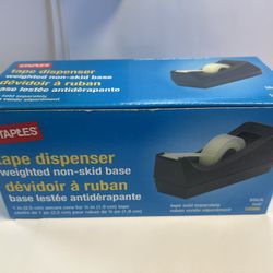 STAPLES 1" TAPE DISPENSER WEIGHTED NON-SKID BASE BLACK 10566 - NEW