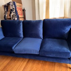 Blue Velvet Sofa Set