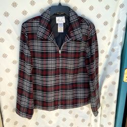 Kathie Lee Red Black White Zip Jacket Wm XL