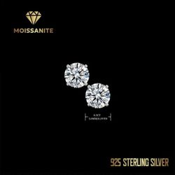 Certificated Moissanite Round Cut Earrings 925 Silver 