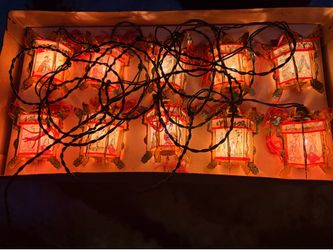 NEW Chinese Palace Lantern w/ 10 Vintage String Lights– Lunar New Year Decor