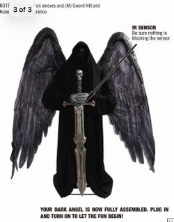 8 Ft Dark Angel Halloween Prop with Wings and Sword