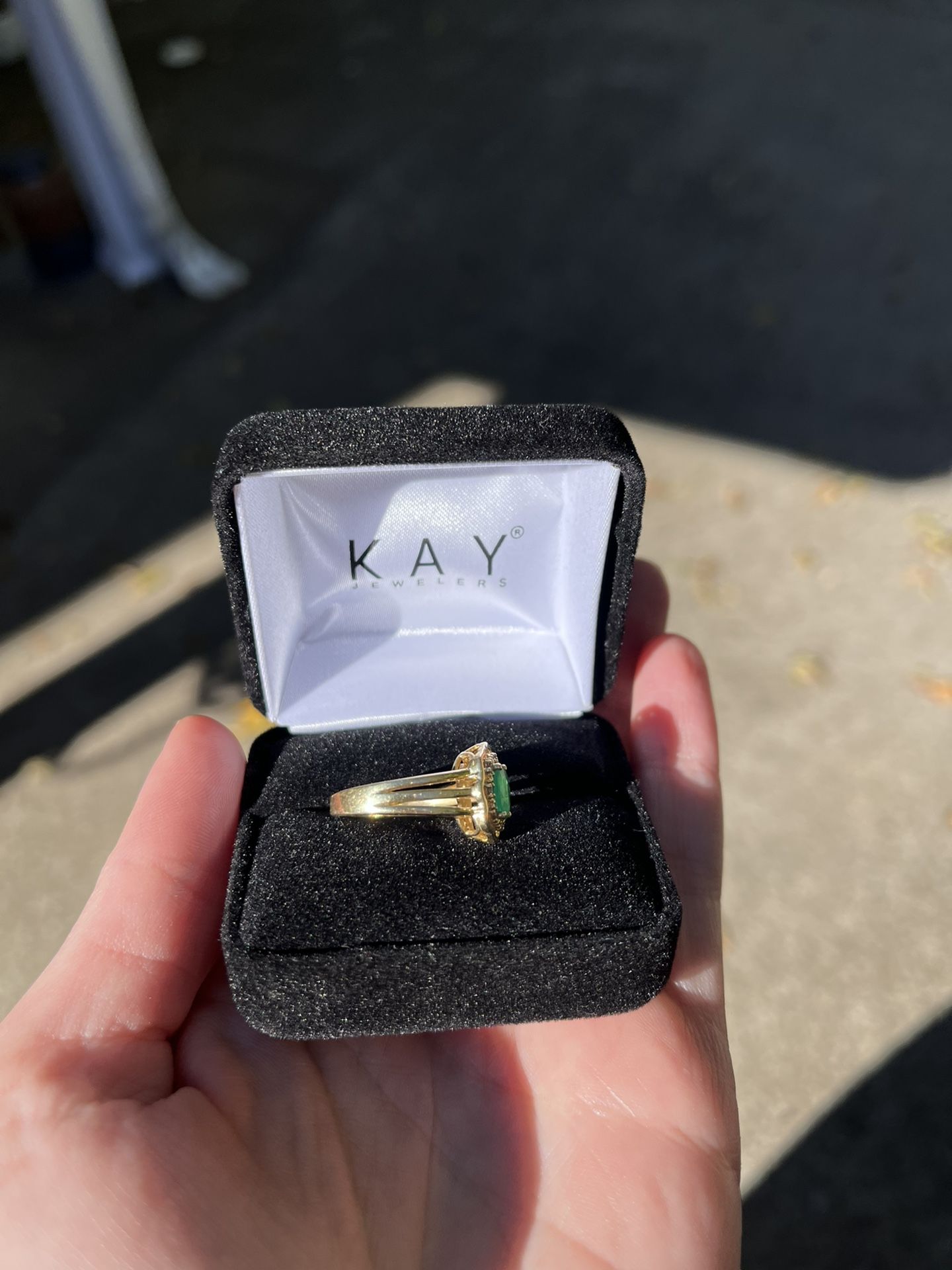 Le Vian Emerald Ring 1/15 ct tw Diamonds 14k Honey Gold Size 5