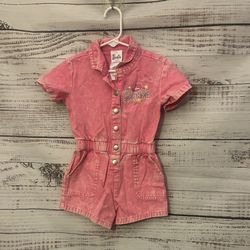 Toddler Barbie Pink Button-Up Romper size 3t