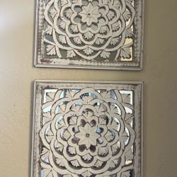 White & Silver Flower Wall Art