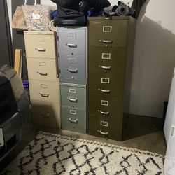 Vintage Art Metal Olive Green File Cabinet ❤️