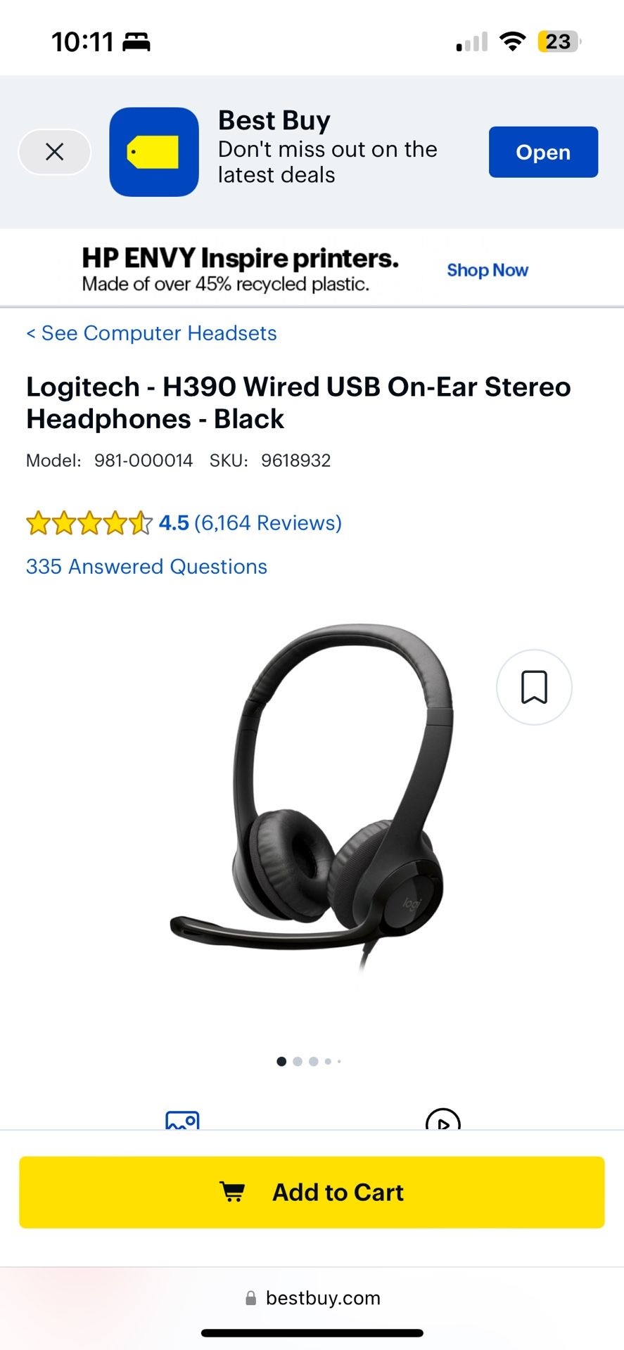 Logitech - H390 Wired USB On-Ear Stereo Headset