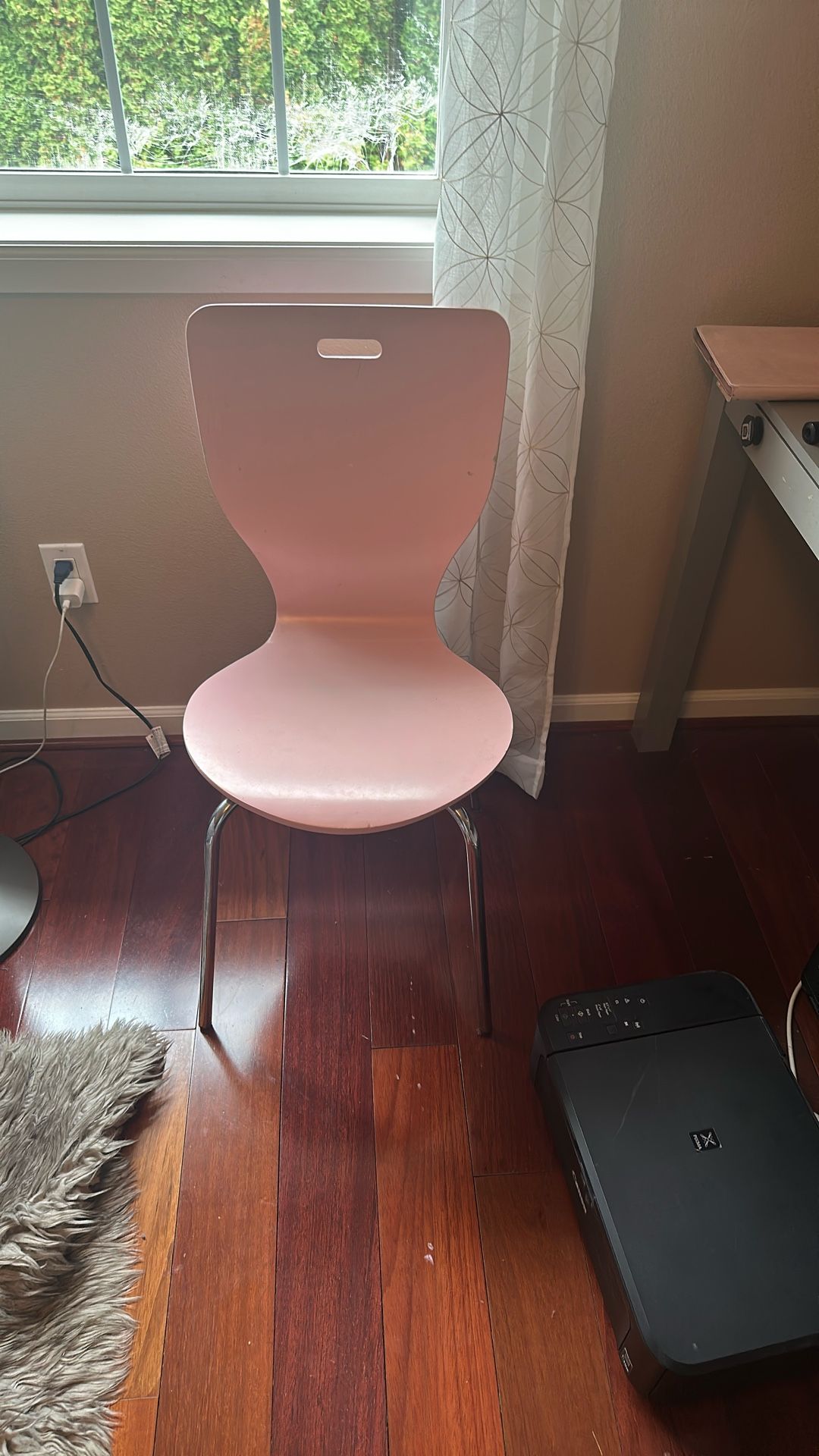 Pink wood/steel chair