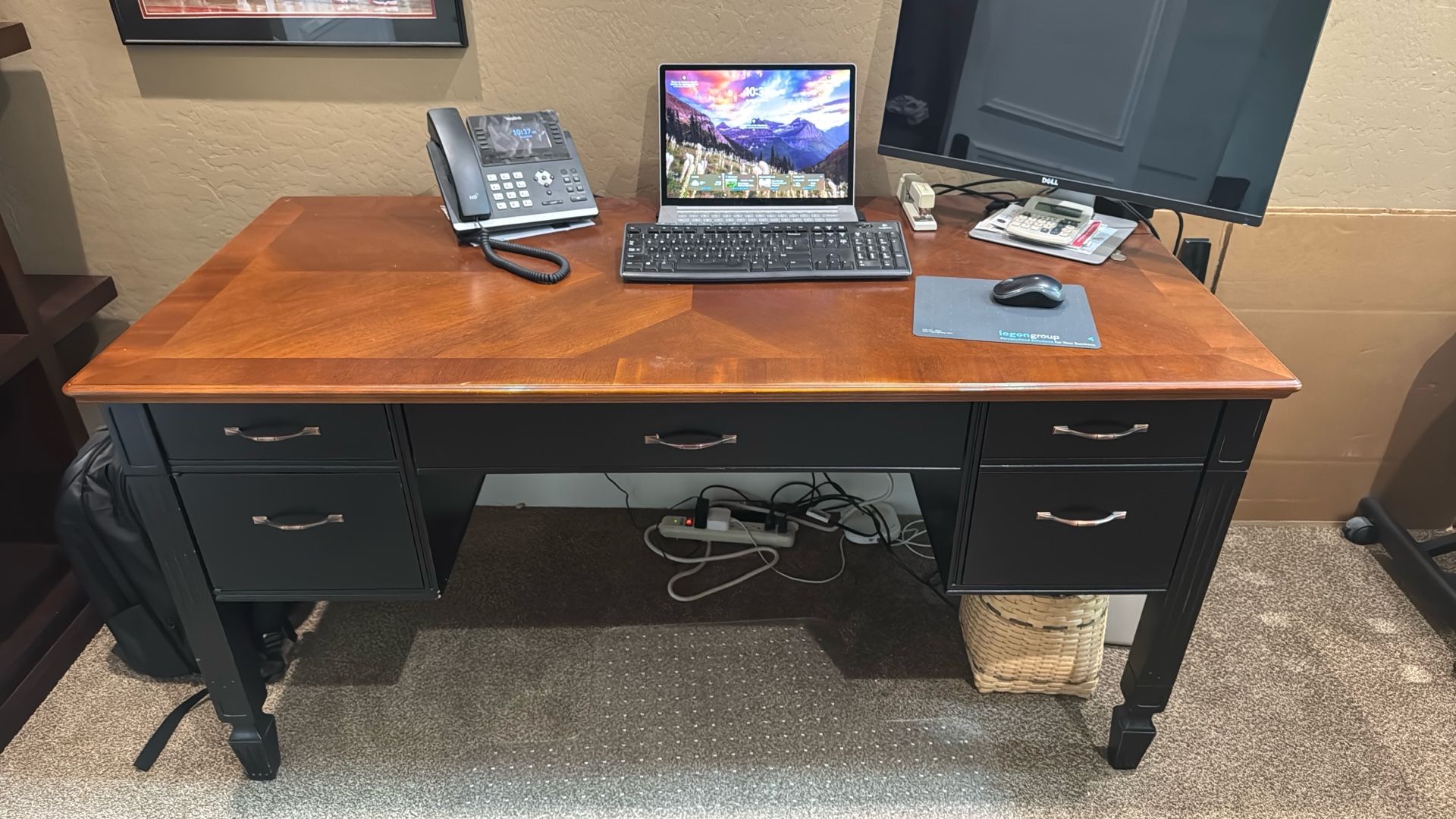 Desk with Matching File Cabinet. 