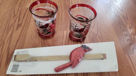 Candle holders and Cardinal wreath hanger