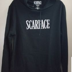 SCARFACE AL PACINO LIMITED EDITION MEN'S PULLOVER FLEECE HOODIE SWEATER SIZE LARGE BLACK REGULAR FIT BRAND NEW WITH OUT TAGS CHECK OUT MY OFFERS. 