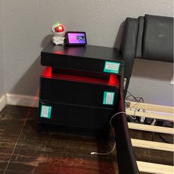 Black Night Stand Equipped With Led Lights 