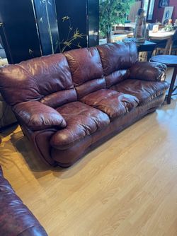 Comfy Red Leather Sofa 