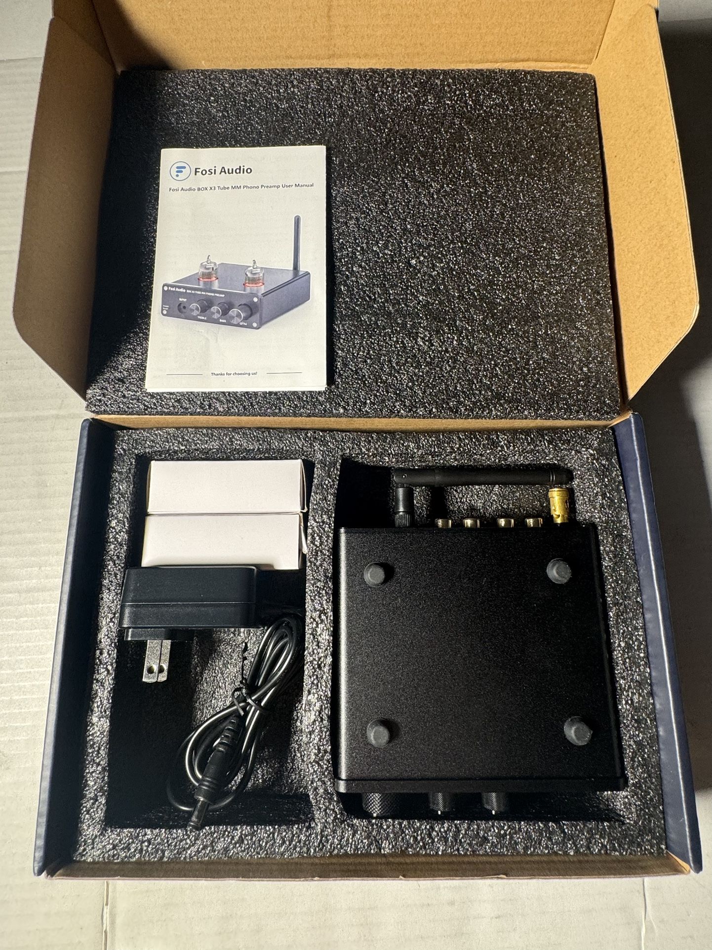 NIB Fosi Audio Box X3 Bluetooth 5.0 Phono Preamp Turntable Preamplifier 5725W Tube for MM Phonograph Mini Stereo Hi-Fi Pre-Amplifier for Home Audi