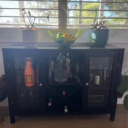 Black Bar Cabinet / Sideboard / Buffet with Wine Storage