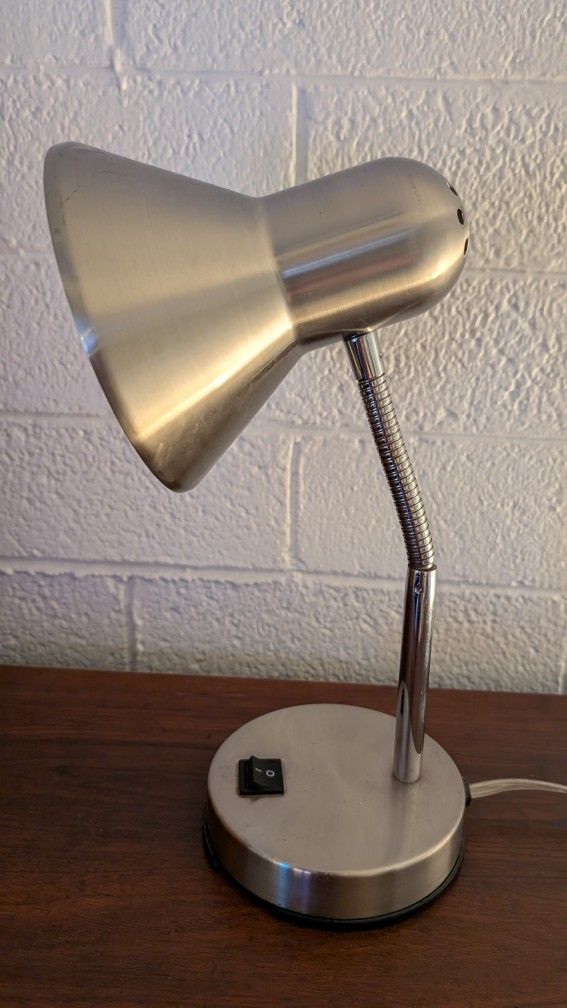 Brushed Stainless Steel Gooseneck Desk Lamp