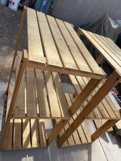 Craftsman wooden shelves, indoor/outdoor Craftsman wooden shelves, indoor/outdoor