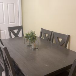 Dark Gray Dining Table With 6 Chairs 