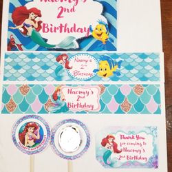 Little mermaid party tags