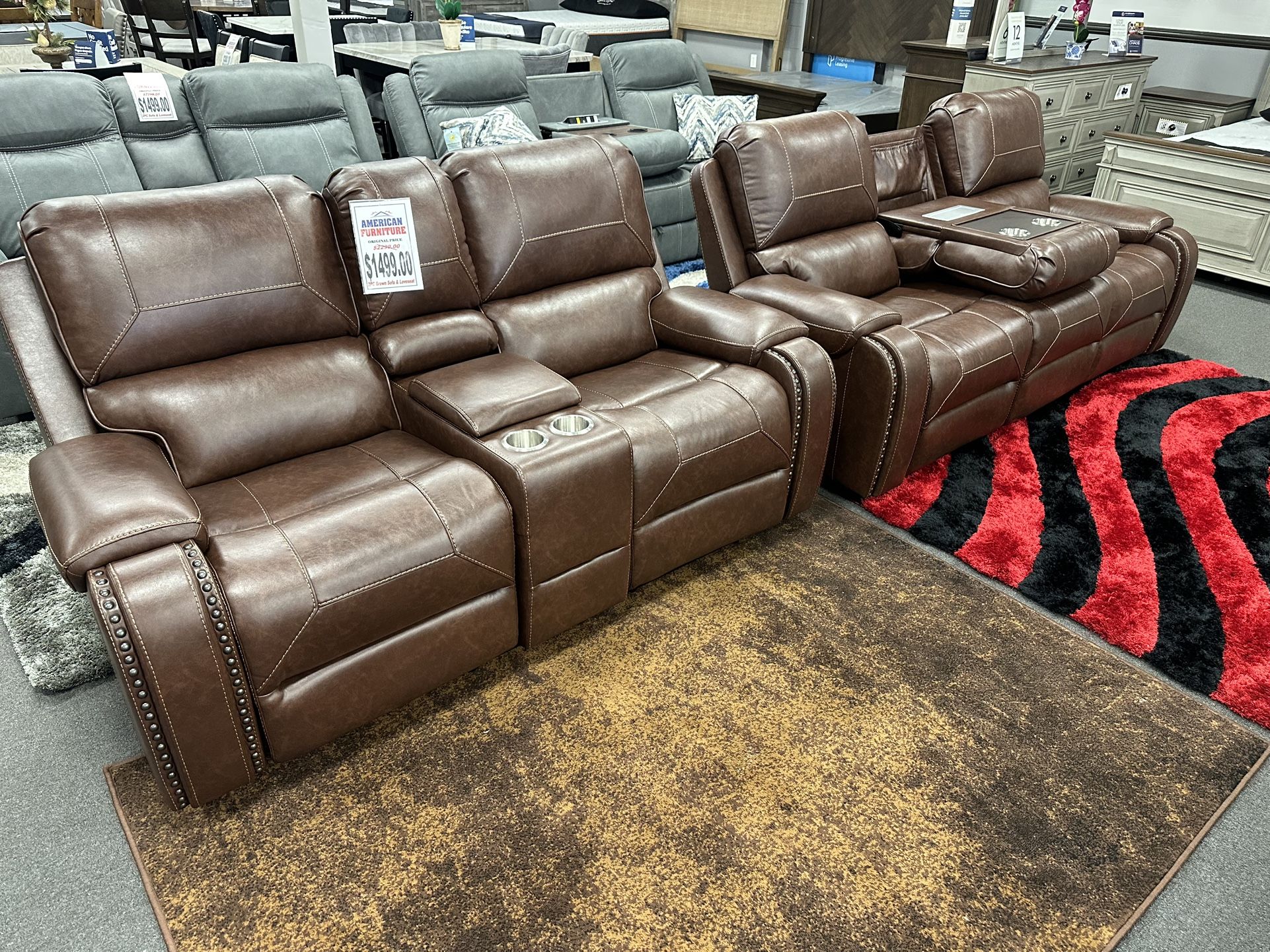 Brown Sofa & Loveseat