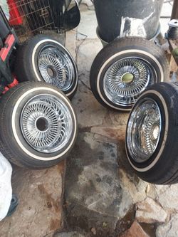 Chrome Wire Spoke Wheels with Whitewall Tires