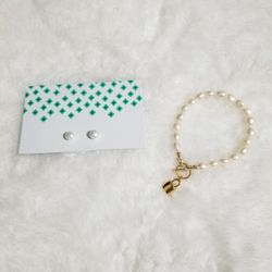 New La Meno Lock It Up Baroque Freshwater Pearl Bracelet