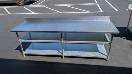 3 Stainless Steel Commercial Work Tables with Backsplash