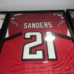 Deon Sanders Atlanta Falcons NFL Stitched Jersey + Display Case